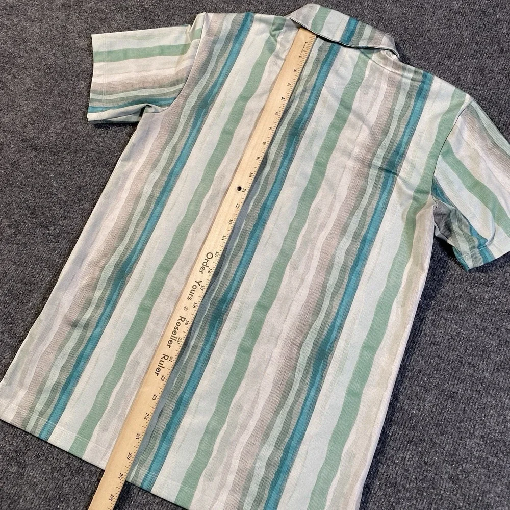 Shore Brand Mens S Golf Casual Stretch Polo Shirt Vertical Striped Made in USA